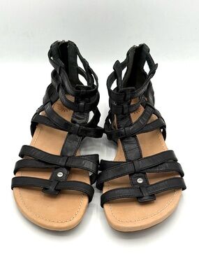 Ugg Black Leather Gladiator Sandals - Never Worn - Back Zip, Cushioned Footbed